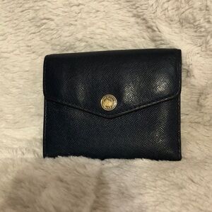 Michael Kors Navy Leather Bifold Wallet with Gold Button